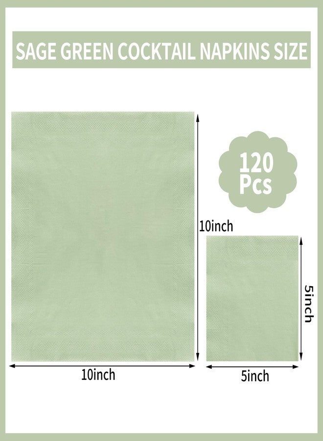 NatNarr 120 Pcs Cocktail Napkins Sage Green Napkins Disposable Wedding Napkins Sage Green Dessert Napkin for Birthday Baby Bridal Shower, Tea Party, 5 x 5 Inch - Image 2